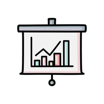 presentación pantalla con bar y línea gráficos - negocio crecimiento datos icono, estrategia vector