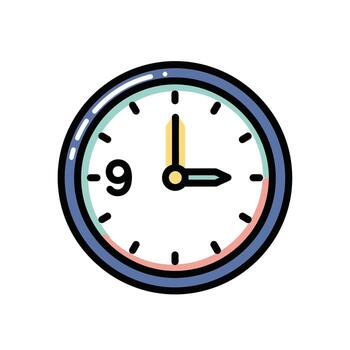 reloj icono demostración 3 en punto - hora administración concepto, plano diseño vector