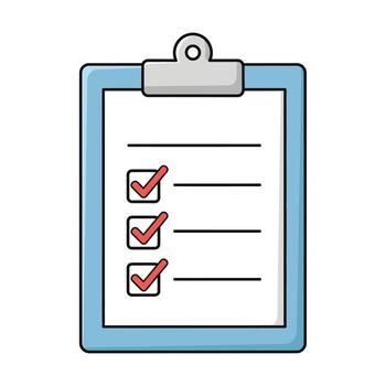 Clipboard with Checklist and Red Checkmarks - Task Completion Icon, goal vector