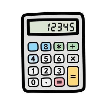 Hand-Drawn Calculator Icon Math, Numbers, Arithmetic, Counting, Education, Business, eight vector