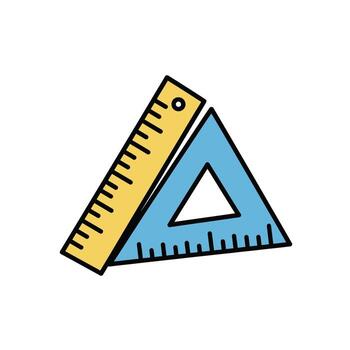 Set Square and Ruler Icon Geometry Tools for Math and Design, symbol vector
