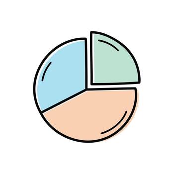 Simple Pie Chart Icon with Pastel Colors - Data Visualization, Analytics, element vector