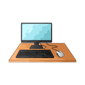 Illustration of a Computer Setup on Desk vector