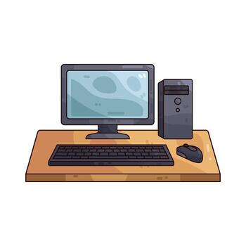 computadora conjunto con monitor teclado y ratón vector