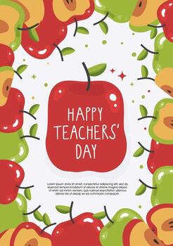 Background with frame of apples and red apple. Perfect for creating educational materials and thematic design vector