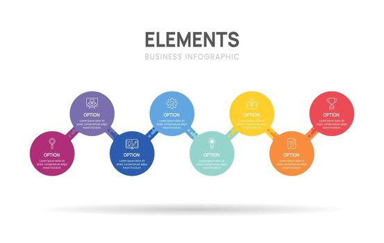 Infographic business infochart with icons and circle elements, 8 steps chart template for presentation. vector