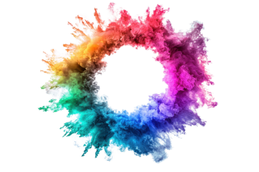 un' vibrante, colorato esplosione somigliante un' circolare nube di pigmenti nel vario sfumature, la creazione di un' dinamico visivo effetto. png