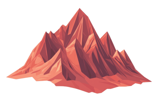 en stiliserade, vinkel- berg topp med vibrerande röd toner och skarp kanter, liknar en 3d polygonal strukturera. png