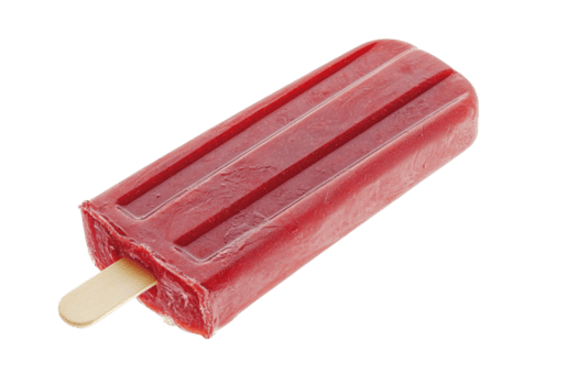 un' vivace rosso ghiacciolo su un' di legno bastone, in mostra un' liscio struttura e rettangolare forma, pronto per essere mi è piaciuto. png