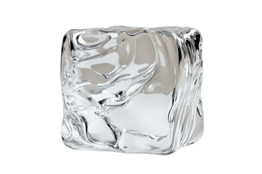 en klar is kub med slät, böjd kanter och invecklad inre mönster, visa upp dess kristallin strukturera. png