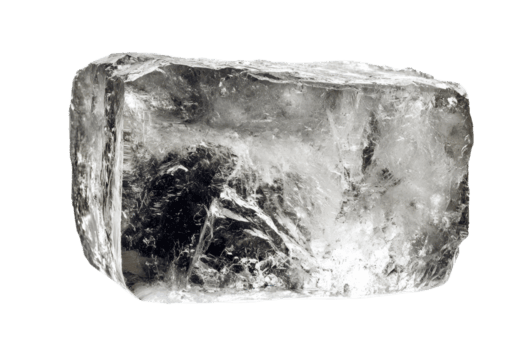 un claro, cristalino bloquear con suave superficies y visible interno patrones, parecido a natural mineral formaciones png