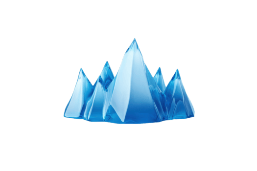 en klunga av abstrakt blå kristall pyramider med glansig Avsluta, liknar trogen landskap. slät ytor reflektera ljus, skapande lugn och mystisk atmosfär png