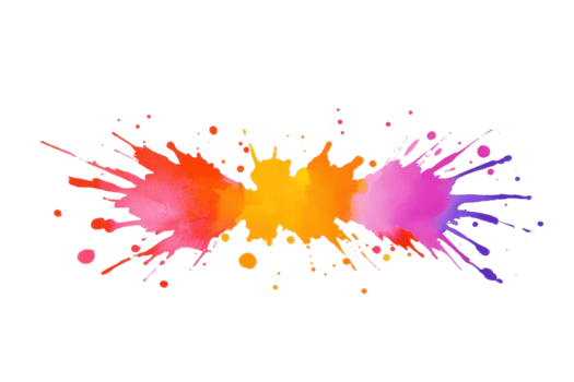 en vibrerande stänk av färgrik måla med dynamisk stänker i röd, orange, och lila, skapande energisk och konstnärlig uttryck. abstrakt design är visuellt slående och full av rörelse png