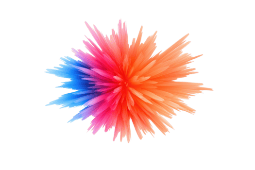 un' vivace esplosione di colori nel digitale astratto disegno, con scoppiare di arancia, rosa, e blu tonalità radiante a partire dal centro, la creazione di dinamico e energico visivo effetto png