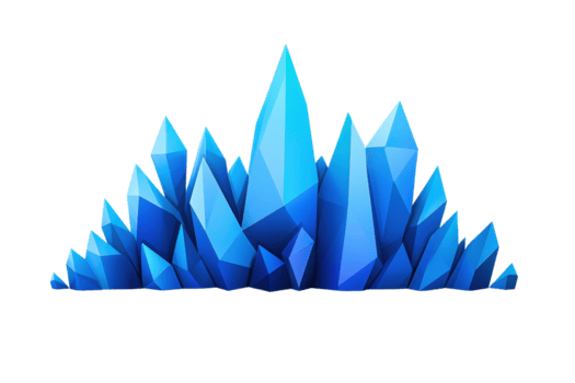 un racimo de vibrante azul cristales con afilado, angular facetas crea sorprendentes visual. geométrico formas y vívido color hacer cristales Aparecer ambos natural y futurista, evocando sentido de preguntarse y png