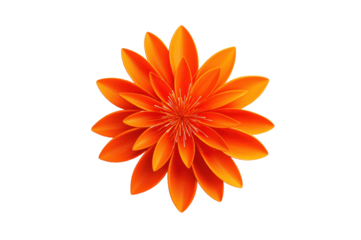 un vibrante naranja flor con en capas pétalos irradia desde centro, creando simétrico y ojo atrapando diseño. pétalos transición desde profundo naranja a encendedor sombras, agregando profundidad y dimensión png