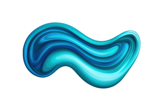 A vibrant abstract blue wave shape with smooth curves and gradients, evoking sense of fluidity and motion. design features blend of light and dark blue tones, creating dynamic visual effect png