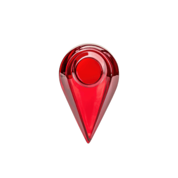 A glossy red location pin icon with modern design, symbolizing navigation and direction. sleek and shiny appearance makes it ideal for digital maps and GPS applications png
