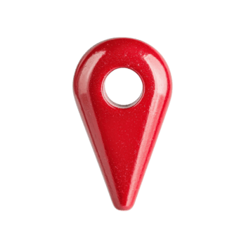 A shiny red location pin icon with hole in center, symbolizing navigation and mapping. glossy finish adds modern touch, making it ideal for digital interfaces and applications png