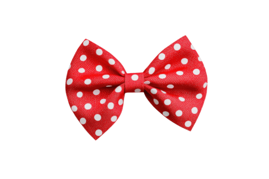 un' vivace rosso arco cravatta con bianca polka punti, Perfetto per aggiungendo giocoso toccare per formale abbigliamento. tessuto struttura e grassetto modello rendere esso spicca accessorio per qualunque occasione png