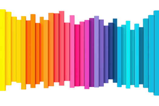 un' colorato verticale barre nel pendenza spettro a partire dal giallo per blu creare vivace e dinamico astratto modello. preparativi di queste barre le forme visivamente Impressionante e energico composizione png