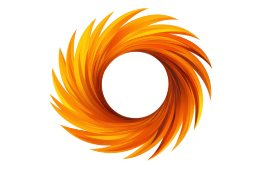 ein beschwingt, wirbelnd Orange und Gelb abstrakt Design Formen kreisförmig Muster, hervorrufen Sinn von Energie und Bewegung. dynamisch Formen erstellen visuell auffällig und fesselnd Bild png