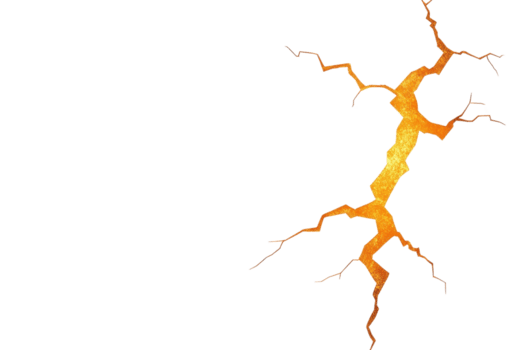 en vibrerande, lysande blixt- bult knakar tvärs över genomskinlighet bakgrund, skapande dramatisk och elektrifierande visuell effekt. ojämn, eldig rader belysa scen med intensiv energi png