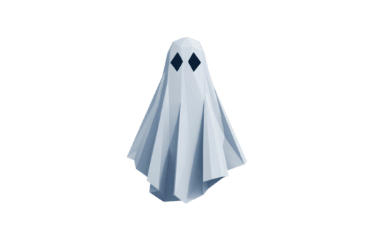 en geometrisk spöke illustration med fasetterad design och mörk ögon, flytande mot transparent bakgrund. spöke vinkel- form ger den modern och abstrakt utseende png