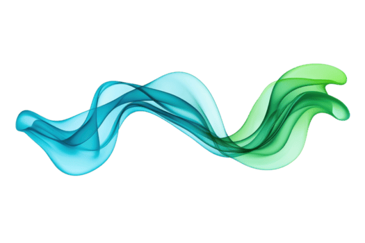 An Abstract blue and green wave design with smooth, flowing curves and transparent layers, creating dynamic and modern visual effect. Perfect for backgrounds and digital art png
