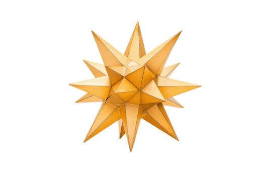 un' geometrico stella sagomato carta lanterna con caldo incandescenza, con intricato pieghe e acuto punti, isolato su trasparenza sfondo. Questo decorativo pezzo è spesso Usato per festivo occasioni png