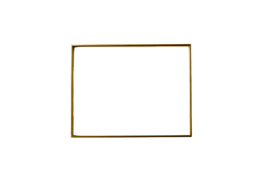 A simple, elegant gold square frame with minimalist design, perfect for highlighting artwork or photographs. frame sleek lines and shiny finish add touch of sophistication to any decor png