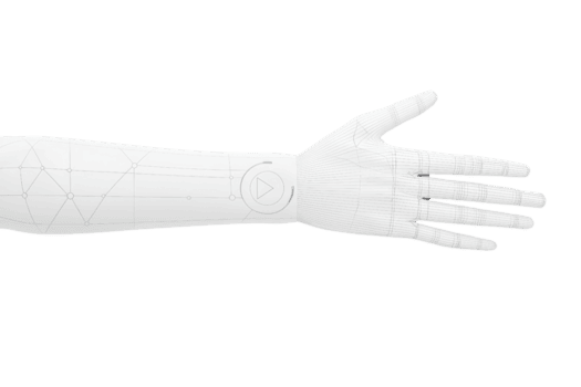 A digital rendering of futuristic robotic arm with intricate wireframe details, showcasing advanced technology and innovation in artificial intelligence and robotics png