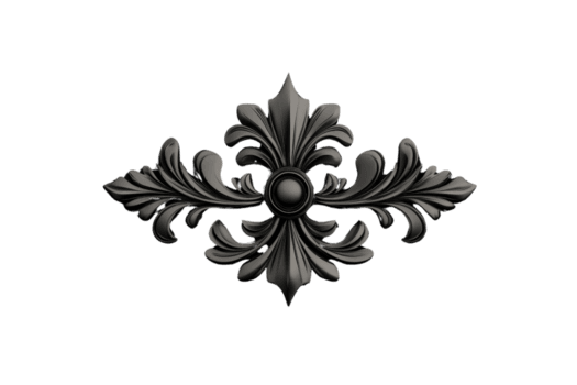 un florido negro decorativo elemento con intrincado hoja patrones y central circular motivo, Perfecto para clásico diseño proyectos png