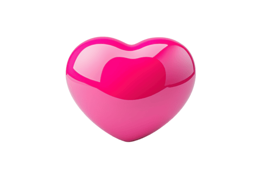 un' brillante rosa cuore sagomato oggetto con lucido superficie, riflettendo leggero e simboleggiante amore e affetto. vivace colore e liscio struttura rendere esso visivamente attraente png