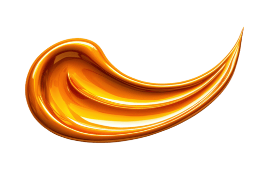 en vibrerande, glansig orange måla stroke med slät, strömmande textur och dynamisk form, liknar susa eller Vinka, uppsättning mot transparent bakgrund png