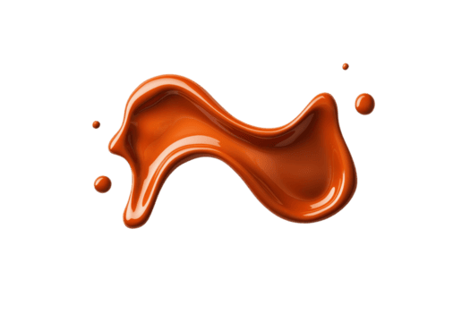 A vibrant splash of glossy orange liquid with smooth curves and dynamic motion, isolated on transparency background. fluid shape creates sense of energy and movement png