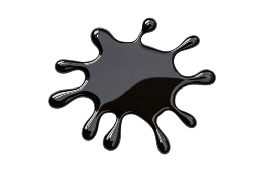 un' brillante nero liquido spruzzo con liscio, arrotondato bordi, somigliante inchiostro o olio versare, isolato su trasparenza sfondo. lucido struttura e irregolare forma creare dinamico e fluido aspetto png
