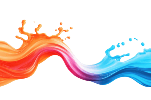 en vibrerande stänk av färgrik måla virvlar dynamiskt tvärs över duk, blandning värma apelsiner och Häftigt blues i vätska rörelse, skapande energisk och konstnärlig visuell effekt png