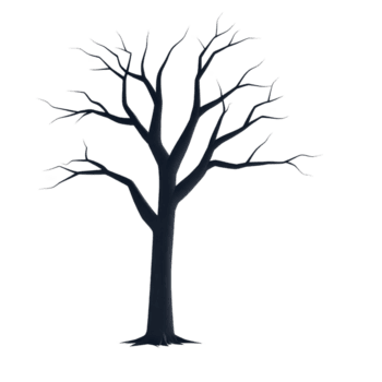 un' semplice illustrazione di spoglio albero con no foglie, in mostra suo intricato rami contro pianura sfondo. rigido, spoglio design sottolinea albero naturale struttura e modulo png