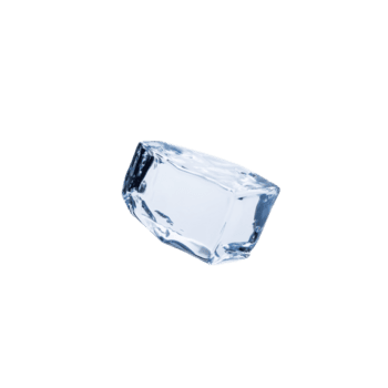 A single, clear ice cube isolated on transparency background, showcasing its transparency and smooth surface. ice cube appears fresh and cold, perfect for chilling beverages png