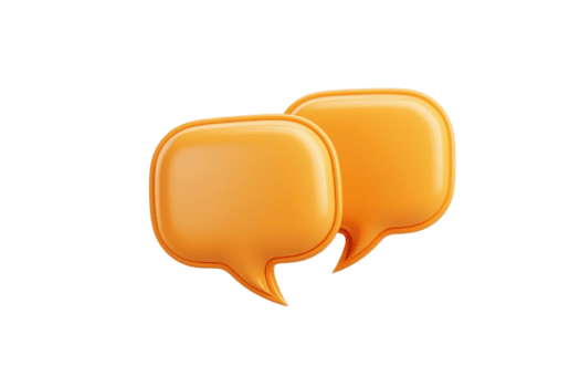 un dos naranja habla burbujas simbolizar comunicación y conversación, transporte sentido de diálogo y interacción. lustroso diseño agrega moderno tocar, haciendo eso ideal para digital comunicación temas png