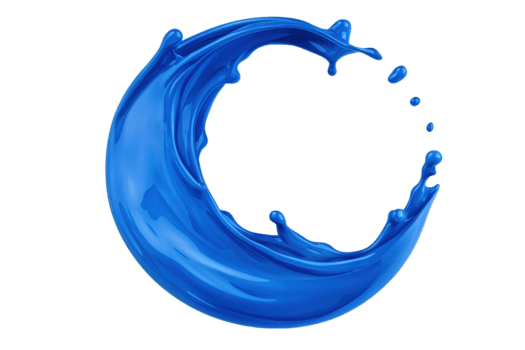 uma dinâmico respingo do vibrante azul líquido formulários crescente forma, capturando movimento e fluidez contra transparência fundo. imagem transmite energia e criatividade png