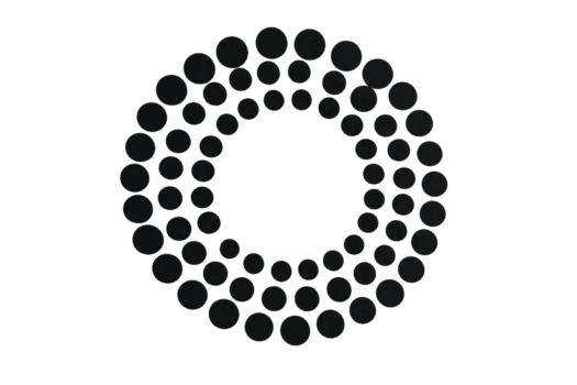 en cirkulär mönster av svart prickar former symmetrisk design, skapande visuellt lockande geometrisk form. arrangemang av prickar strålar från Centrum, ger känsla av balans och harmoni.cirkulär mönster png