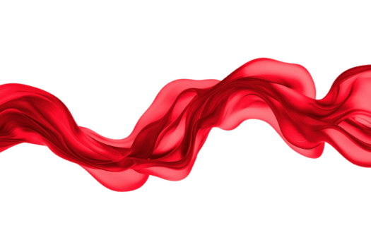 une vibrant rouge soie ruban gracieusement les flux contre transparence arrière-plan, création dynamique et élégant visuel effet. lisse texture et fluide mouvement évoquer sens de mouvement et sophistication png