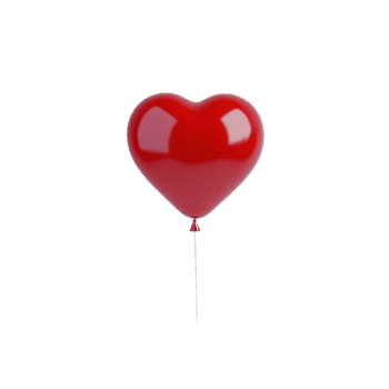 A shiny red heart shaped balloon floating against plain background, symbolizing love and celebration. vibrant color and simple design make it perfect for romantic occasions or festive events png