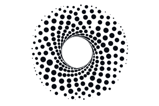 ein faszinierend abstrakt kreisförmig Muster mit konzentrisch Punkte Erstellen Spiral- Wirkung, hervorrufen Sinn von Bewegung und Tiefe. Design ist symmetrisch und visuell fesselnd png