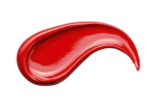 un' vivace rosso dipingere sbavatura con lucido struttura, in mostra liscio e fluente forma contro trasparenza sfondo. grassetto colore e brillante finire creare Impressionante visivo effetto png