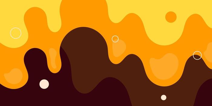 Abstract yellow fluid pattern on brown background. Simple and trendy wave background. vector
