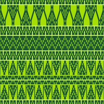Seamless Geometrical weaving pattern of waterfall on Green Color Scheme vector