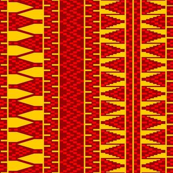 un rojo y amarillo modelo con geométrico formas vector